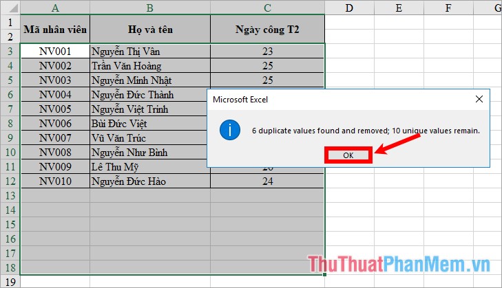 Tìm và xóa dữ liệu trùng lặp trong Excel