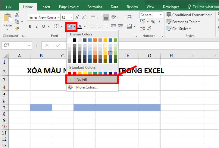 Xóa màu nền, hình nền trong Excel