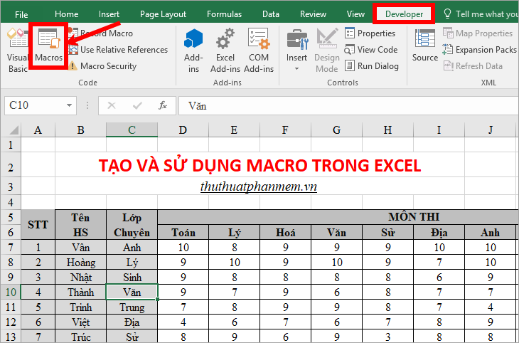 Hướng dẫn cách tạo và sử dụng Macro trong Excel Tạo macro, lưu macro, chạy macro