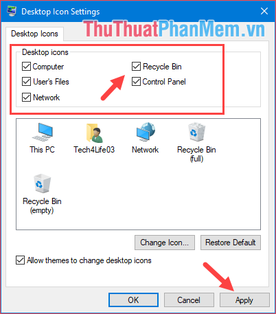 Cách đưa biểu tượng This PC (Computer), Network, Control Panel ra ngoài màn hình Desktop trên Windows 10