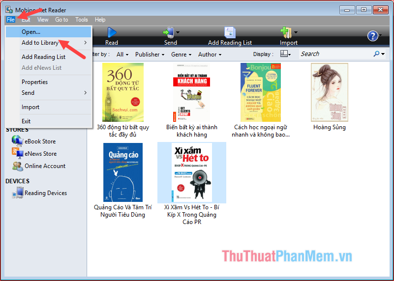Phần mềm đọc file PRC trên máy tính Mobipocket Reader Desktop