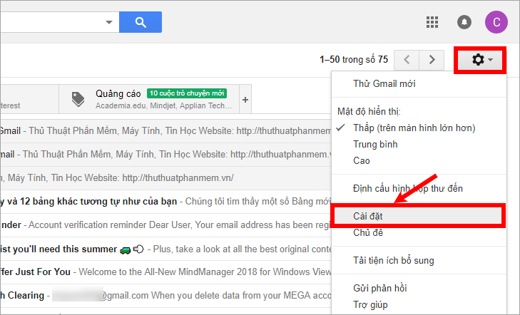 Cách chuyển tiếp thư trong Gmail