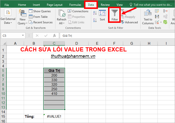 Cách sửa lỗi Value trong Excel