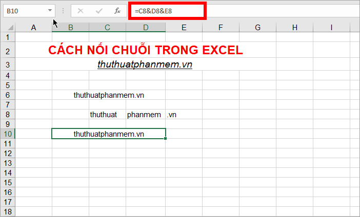 Cách nối chuỗi trong Excel