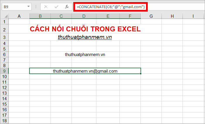 Cách nối chuỗi trong Excel