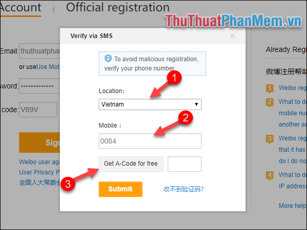 Hướng dẫn cách đăng ký tài khoản Weibo