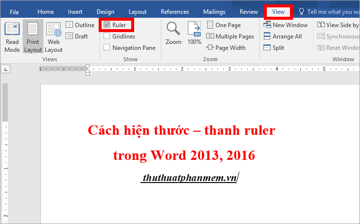 Cách hiện thước trong Word 2013, 2016 – Cách hiện thanh rule trong Word 2013, 2016