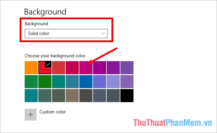 Chọn màu cho hình nền trong phần Choose your background color