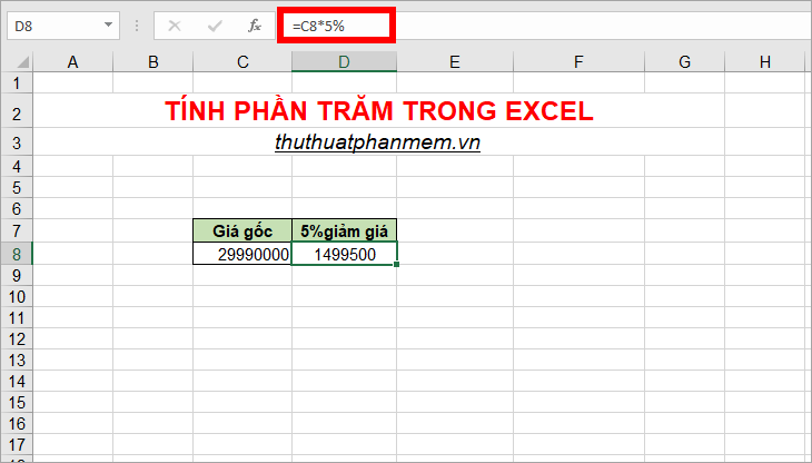 Cách tính phần trăm trong Excel, tính % trong Excel nhanh và chuẩn nhất
