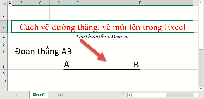 Cách vẽ đường thẳng, vẽ mũi tên trong Excel