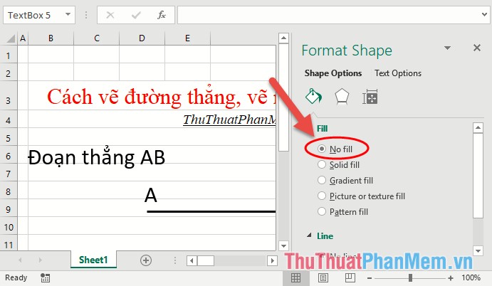 Cách vẽ đường thẳng, vẽ mũi tên trong Excel