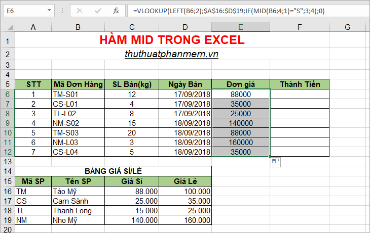 Hàm MID trong Excel, cách sử dụng hàm MID và ví dụ minh họa