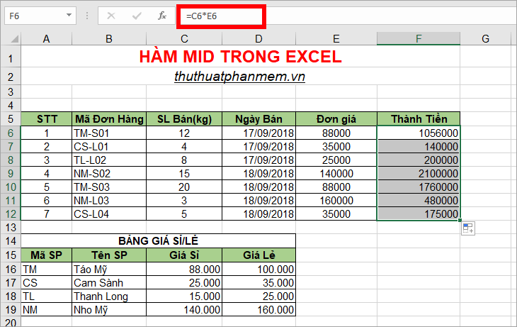 Hàm MID trong Excel, cách sử dụng hàm MID và ví dụ minh họa