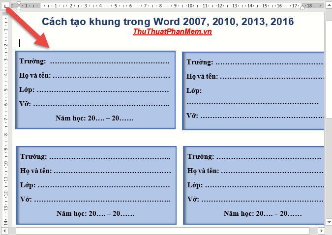 Cách tạo khung trong Word - Hướng dẫn cách tạo khung trong Word 2007, 2010, 2013, 2016