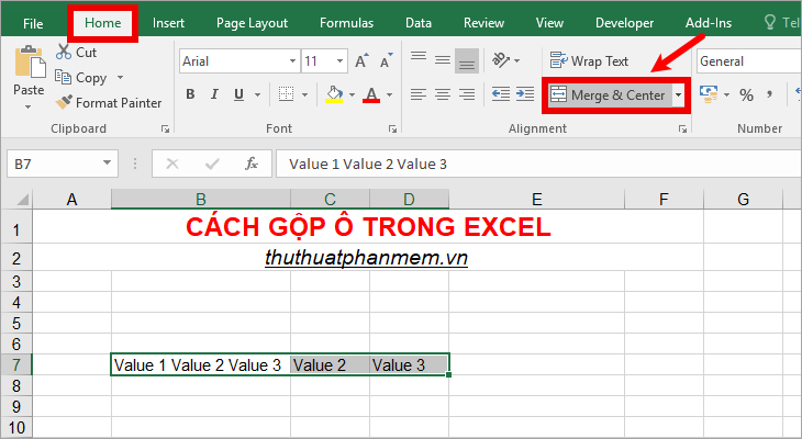 Cách gộp ô trong Excel - Hướng dẫn gộp ô trong Excel 2010, 2013, 2016
