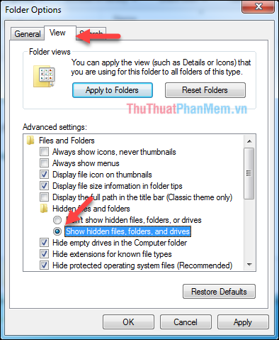 Cách hiện file ẩn, thư mục ẩn trong Windows 10, Windows 7