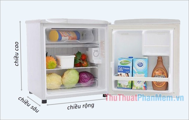 Kích thước tủ lạnh chuẩn (loại 1 cánh, 2 cánh, tủ lạnh mini)