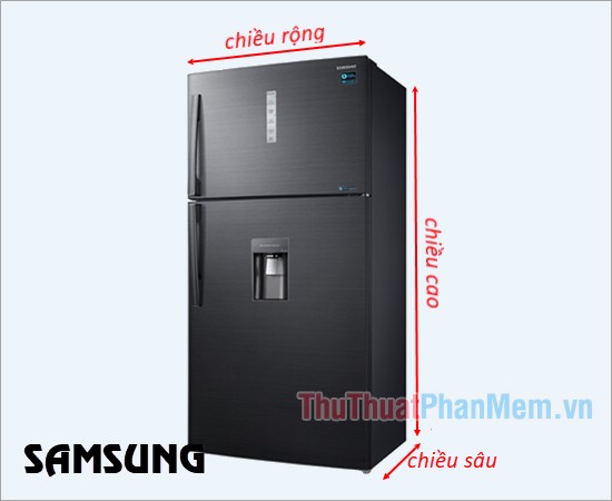 Kích thước tủ lạnh side by side thông dụng của Samsung, Hitachi, LG, Toshiba, Panasonic.