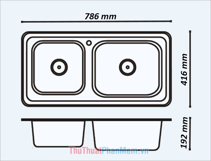 Kích thước bồn rửa chén chuẩn, thông dụng (bồn rửa chén đơn, đôi)