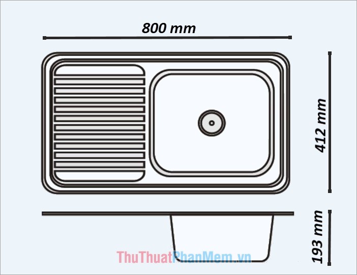 Kích thước bồn rửa chén chuẩn, thông dụng (bồn rửa chén đơn, đôi)