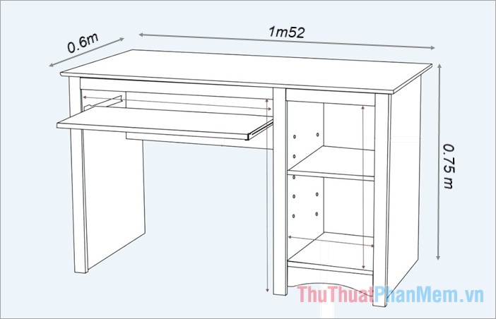 Kích thước bàn làm việc tiêu chuẩn, thông dụng
