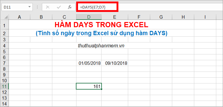 Cách tính số ngày trong Excel - Hàm, công thức tính số ngày trong Excel