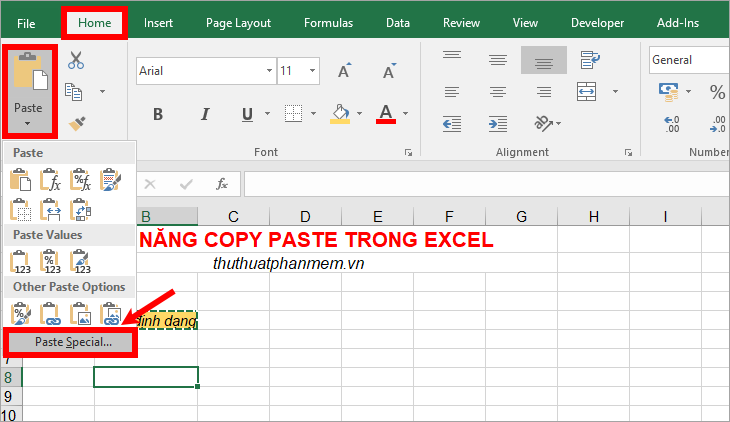 Cách sử dụng tính năng Copy Paste trong Excel hiệu quả