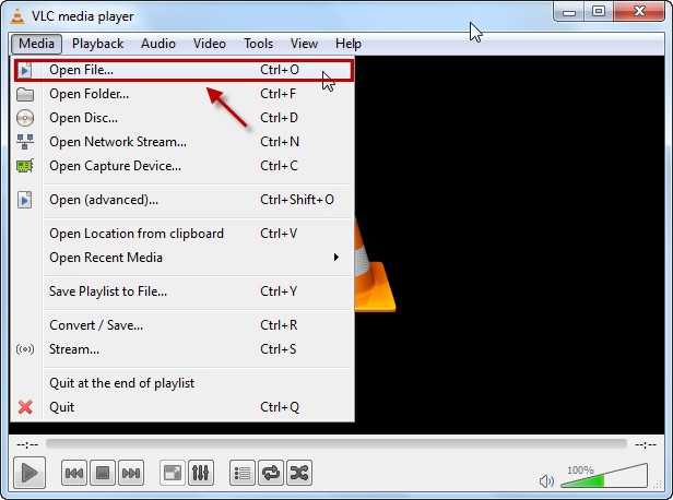 Mở file VLC Player