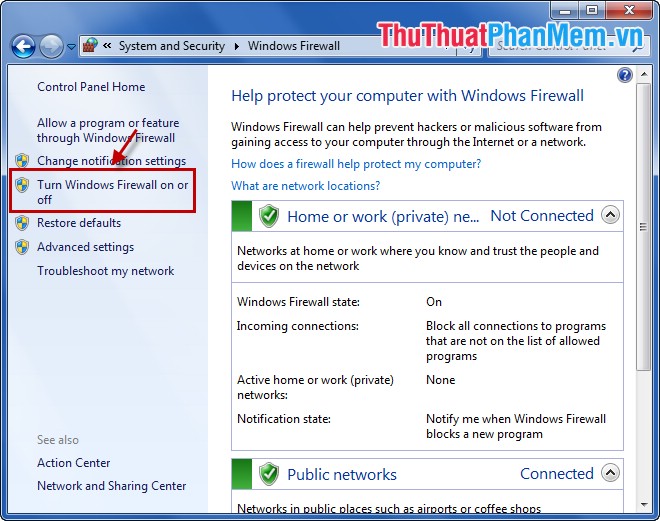 Turn Windows Firewall on or off