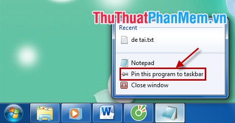 Pin this program to taskbar
