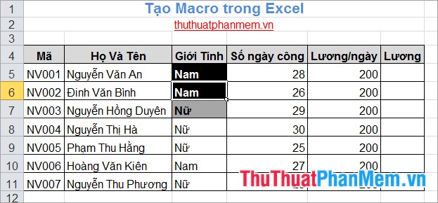 Tạo Macro trong Excel 2