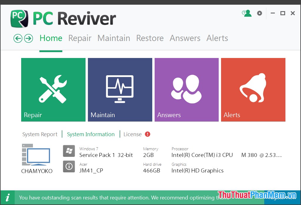Giao diện PC Reviver
