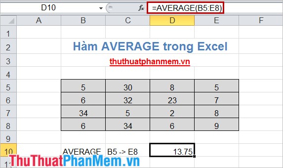Hàm AVERAGE trong Excel 5
