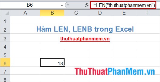 Hàm LEN, LENB trong Excel 2