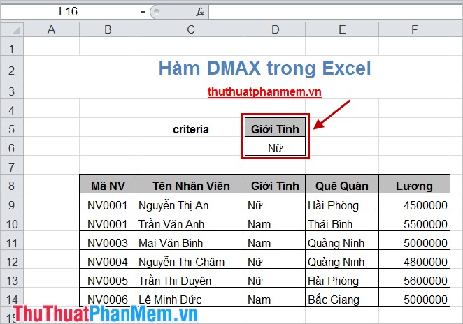 Hàm DMAX trong Excel 3