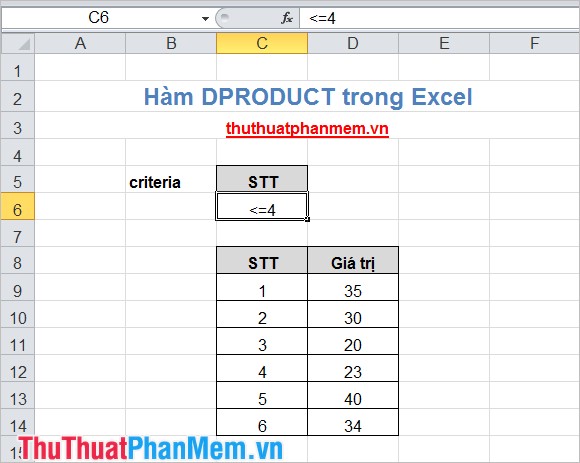 Hàm DPRODUCT trong Excel 3