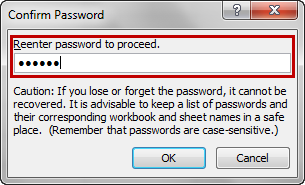 Reenter password to proceed