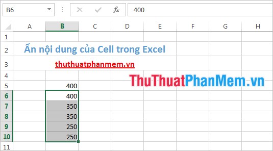 Ẩn nội dung của Cell trong Excel