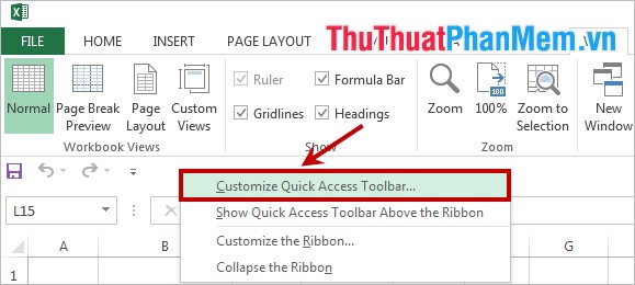 Customize Quick Access Toolbar