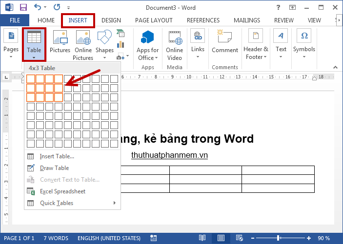Cách kẻ bảng  Thêm sửa xóa dòng cột trong bảng trên Word 2016