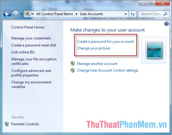 Make changes to your user account