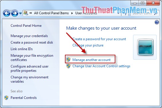 Manage another account