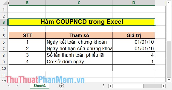 Hàm COUPNCD – Hàm trả về ngày phiếu lãi kế tiếp trong Excel