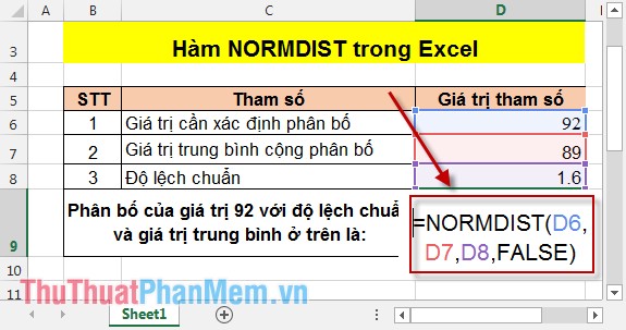 Hàm NORMDIST trong Excel 4