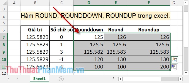 Hàm ROUND, ROUNDDOWN, ROUNDUP trong Excel 6