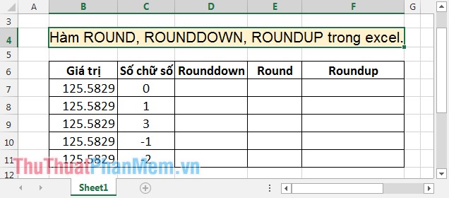 Hàm ROUND, ROUNDDOWN, ROUNDUP – Các hàm làm tròn số thập phân trong Excel