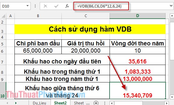 Cách sử dụng hàm VDB 9