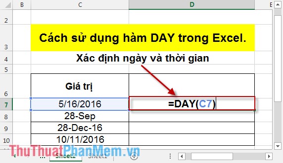 Cách sử dụng hàm DAY trong Excel 2