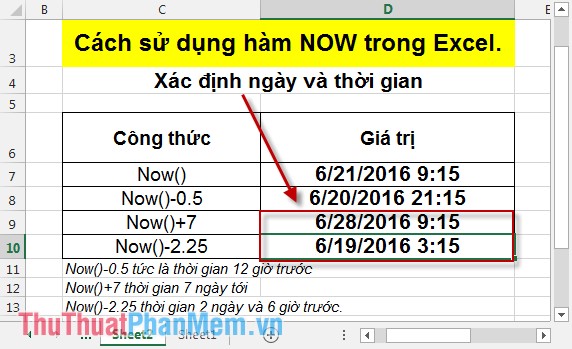 Cách sử dụng hàm NOW trong Excel 6