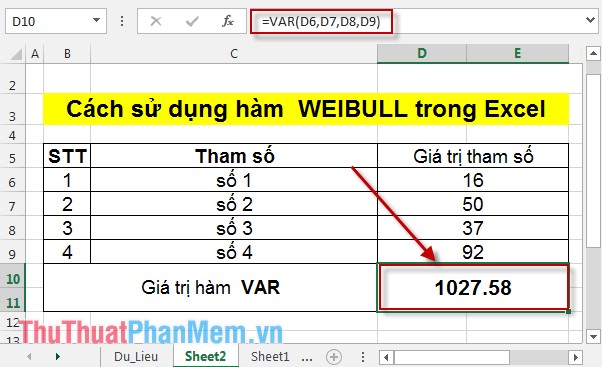 Cách sử dụng hàm WEIBULL trong Excel 3